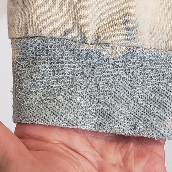 Hem & Thread Mint Pullover Sweatshirt Tie Dye Bleach Front Tie Size Large - Picture 14 of 14